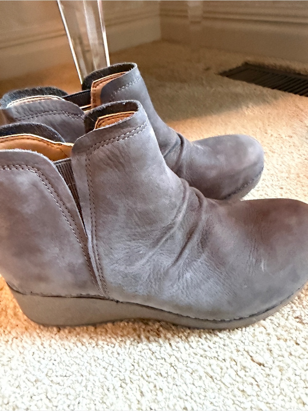 Dansko Gray Suede Ankle Booties